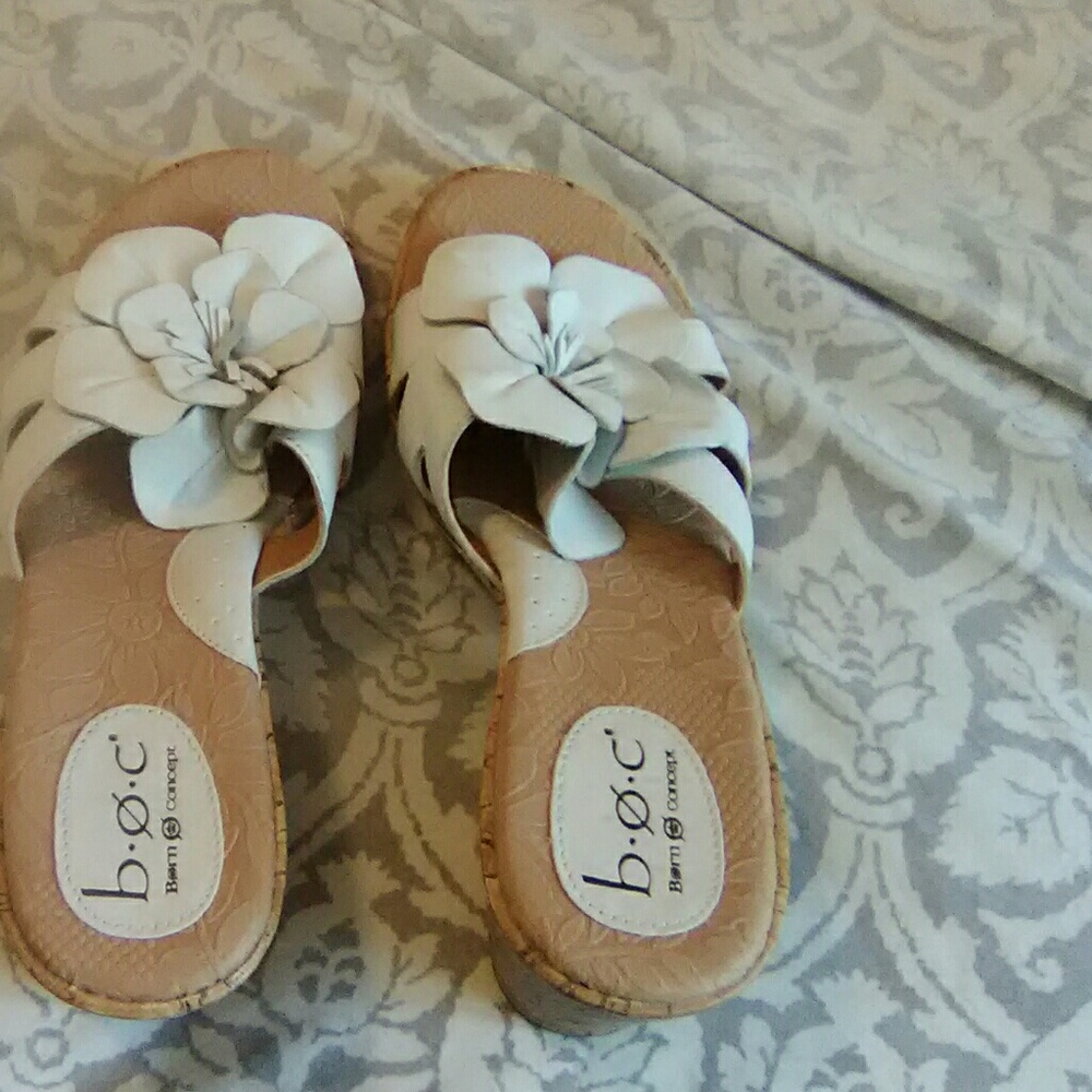 B. O. C white sandals